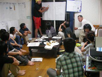 ヒミング・2007 事務局でのミーティングはいつも夜 （2007.08）