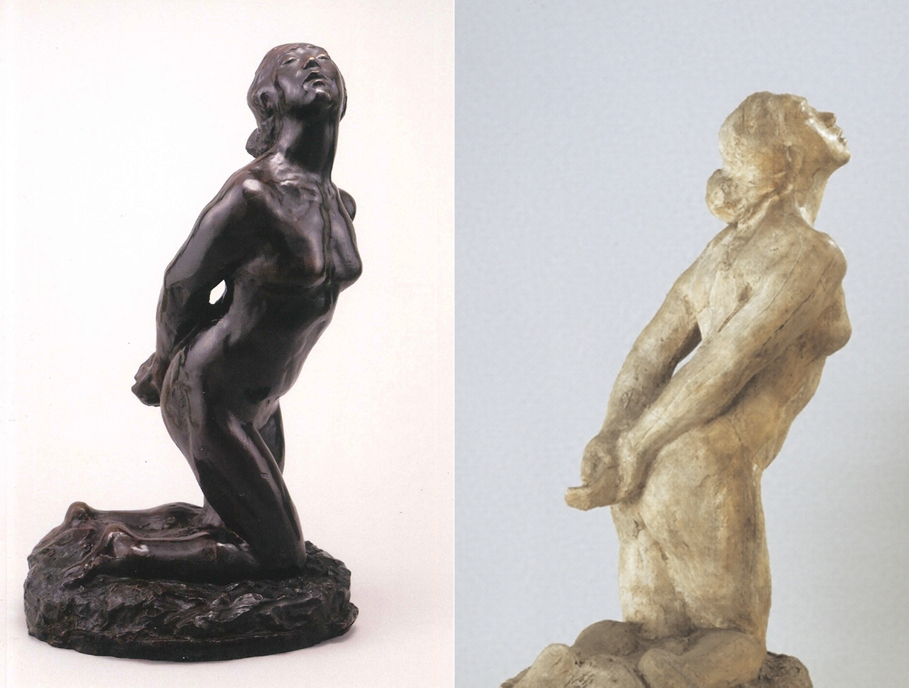 Left: Woman (1910), Morie Ogiwara Right: Plaster master of Woman, Morie Ogiwara (Important Cultural Property)