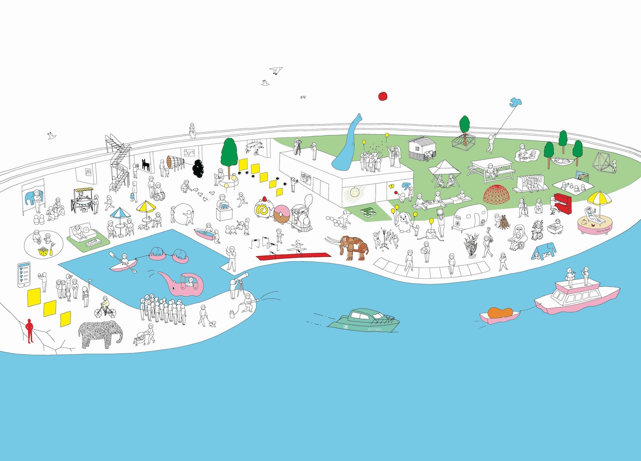 Comprehensive diagram of the plan by proposers of Zou-no-hana Terrace 10th Anniversary “FUTURESCAPE PROJECT” Illustration： Haruka Aramaki